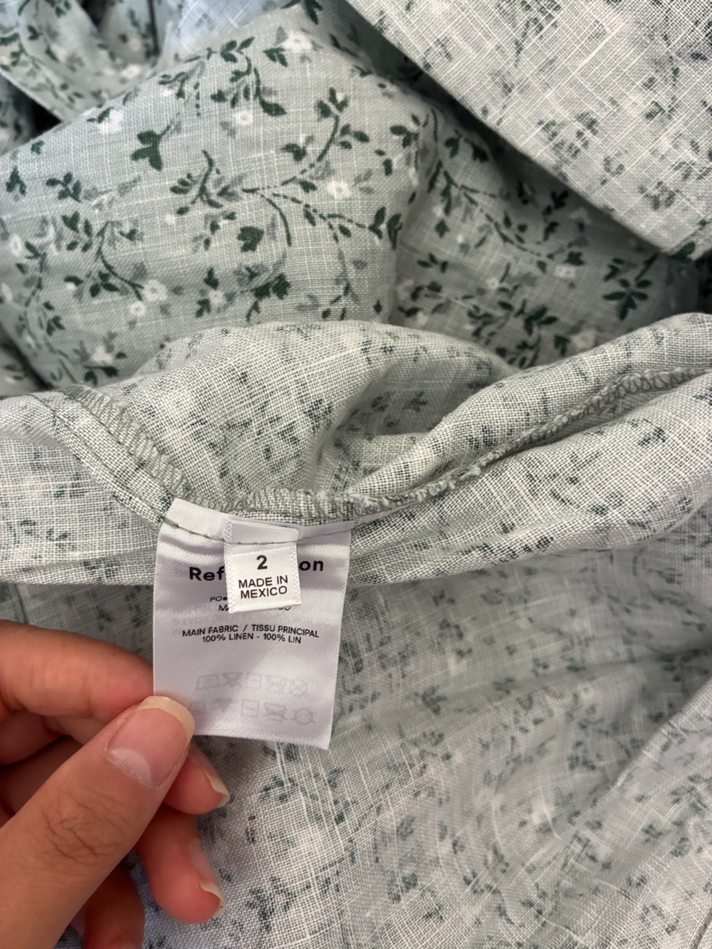 Reformation Mint Green Floral 100% Linen Set - Picture 7 of 8
